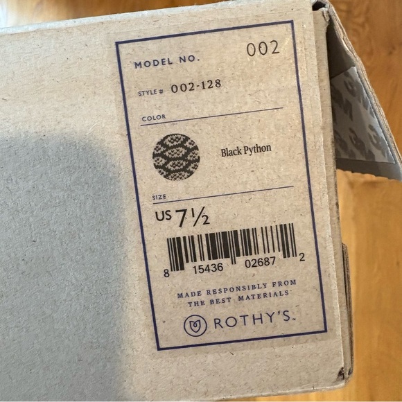Black Python Point Toe Rothy's Flats - Size 7.5 - Picture 11 of 11